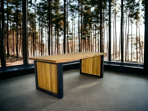 wooden table with wood insert