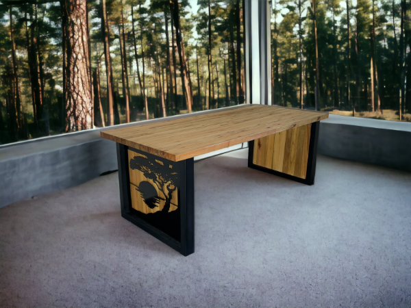 wooden & steel design table