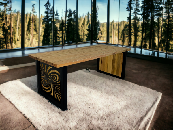 wooden & steel design table