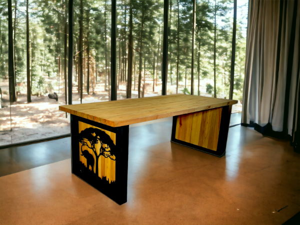 wooden & steel design table